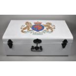 A Reproduction Metal Case, The Hinged Lid Decorated with Royal Coat of Arms, 59cms Wide