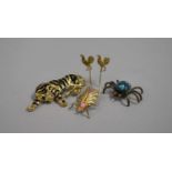 A Collection of Various Vintage Brooches, Insects and Tiger and Cockerel Tie Pins