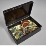 An Oriental Lacquered Box containing Vintage Costume Jewellery