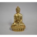 A Far Eastern, Probably Thai, Gilt Bronze Study of Cross Legged Buddha on Lotus Throne, 19.5cms High