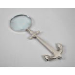 A Novelty Desk Top Magnifying Glass with Silver Plated Anchor Handle, 29.5cms Long