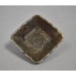 A Small Square White Metal Chinese Brush Washer, 8cms Square