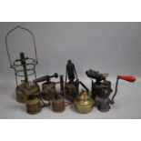 A Collection of Vintage Blow Torches, Mincer, Hurricane Lamp Etc