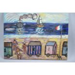 An Unframed French Oil on Board Depicting Seaside Scene, Signed Nadal, 40x30cms