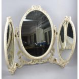 A Mid 20th Century Triple Cream and Gilt Dressing Table Mirror, 65cms High