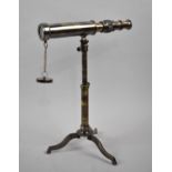 A Reproduction Model of a Brass Telescope on Tripod Stand as Made by Ottway and Co, 1915, 23cms Long