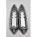 A Pair of Modern Wall Hanging Gothic Style Mirrored Candle Holders, Each 39cms High