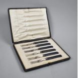 A Cased Set of Six Silver Plated Cake Forks