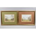 A Pair of Framed Prints Depicting Autumn Landscapes, "Near Marcham", 21x16cms