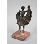 A Reproduction Bronze Novelty Desk Top Erotic Paperweight in the Form of Dancing Girl with Hinged
