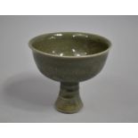 A Chinese Celadon Glazed Stem Cup, 12cms High