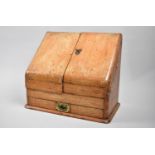 A Late Victorian/Edwardian Satinwood Desktop Stationery box with Hinged Doors to Fitted Interior and