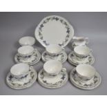 A Royal Doulton Burgundy pattern Tea Set to Comprise Cake Plate, Milk Jug, Sugar Bowl, Six Trios Etc