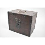 A Late 19th Century Oriental Six Division Box or Bottle Carrier, Iron Mounts and Carrying Handle,