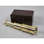 A Reproduction Wooden Cased Brass Model of a Two Drawer Telescope, "The Victorian Marine