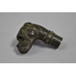 A Novelty Metal Walking Stick Handle in the Form of a Boxer Dog Head, 7cms High