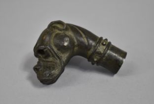 A Novelty Metal Walking Stick Handle in the Form of a Boxer Dog Head, 7cms High