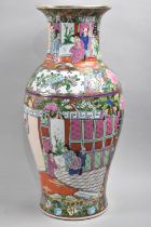 A Modern Oriental Vase Decorated in the Famille Rose Palette, 35cms High