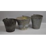 Three Galvanised Iron Buckets