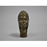 Bronze Walking Cane Handle in the Form of Dante's Head, 8cms High