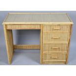 A Modern Bamboo and Cane Dressing Table with Four Drawers to Side of Kneehole, 97cms Wide