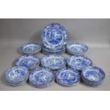 A Collection of Various Spode Blue and White Italian Pattern Dinnerwares to include Seven Large