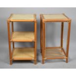 Two Bamboo and Cane Bedside Stands, 34cms Square