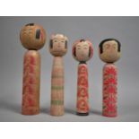 A Set of Four Chinese Kokeshi Dolls, Tallest 30cms High