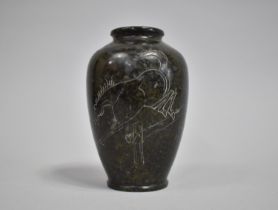 A 1962 Oriental Stone Vase with Incised Horse Decoration, Dated and Signed Under, 13.5cms High