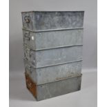 A Collection of Five Galvanised Iron Tote Style Trays, 45x30cms