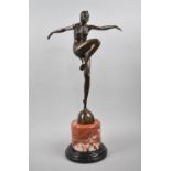 A Reproduction Art Deco Bronze Figure of Dancing Girl, After J Philipp on Circular Marble Plinth,