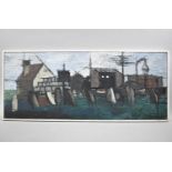 A Framed Oil on Card, Harbour Scene, 76c32cms