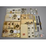 A Large Collection of Vintage Wrist Watch Faces, Movements, Parts Etc