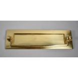 A New and Unused Brass Letter Flap, Door Knocker, 26cms Wide