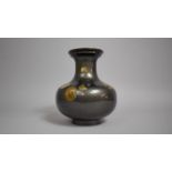 An Japanese Bronze and Mixed Metal Vase of Compressed Baluster Form, 19cms High