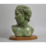 An Early 20th Century Plaster Bust of a Classical Youth with Original Faux Bronze Painted Finish,