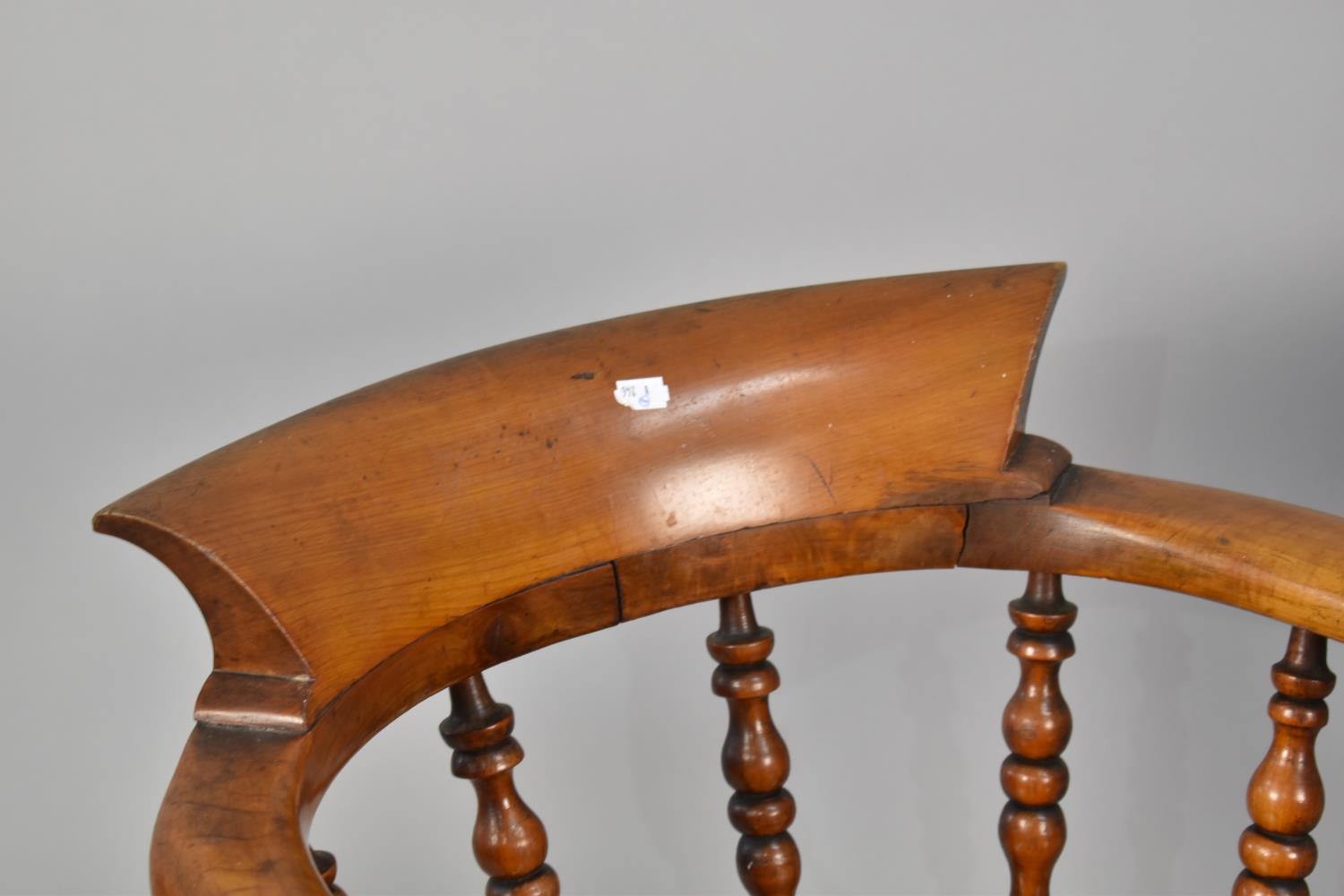 A 19th Century Elm Seated Captains Chair, with spindle back and turned legs to central stretcher - Image 2 of 2