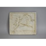 A Large Continental Art Deco Carved Marble Plaque, Ballet Dancers, 41.5x35cms