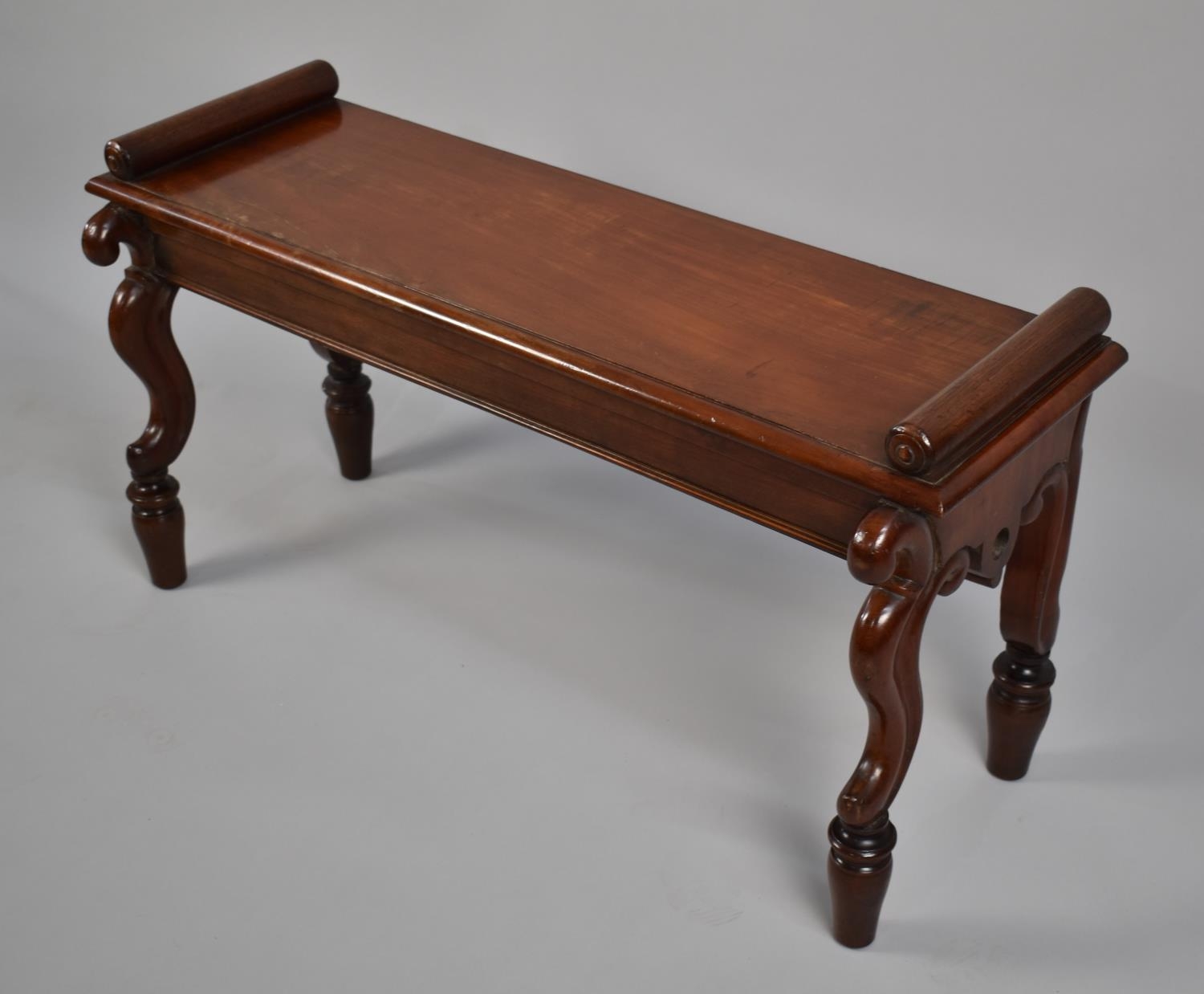 A 19th Century and Later Constructed Mahogany Window Seat/Hall Bench with Rectangular Moulded Top