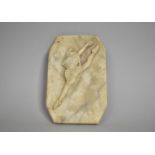 A Small Art Deco Carved Marble Plaque, Ballet Dancer, 13x20.5cms High