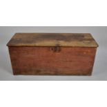 An 18th Century George III Six Plank Pine Box with Original Wooden Hinges and Original Painted