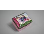 A Patch Box, the Lid Decorated with "Vicar and Moses" Scene, Pink Ground Base, 5x4x3cm high