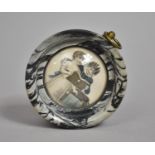 A 19th Century Circular Marble Framed Miniature Engraving of Two Lovers Making Vows