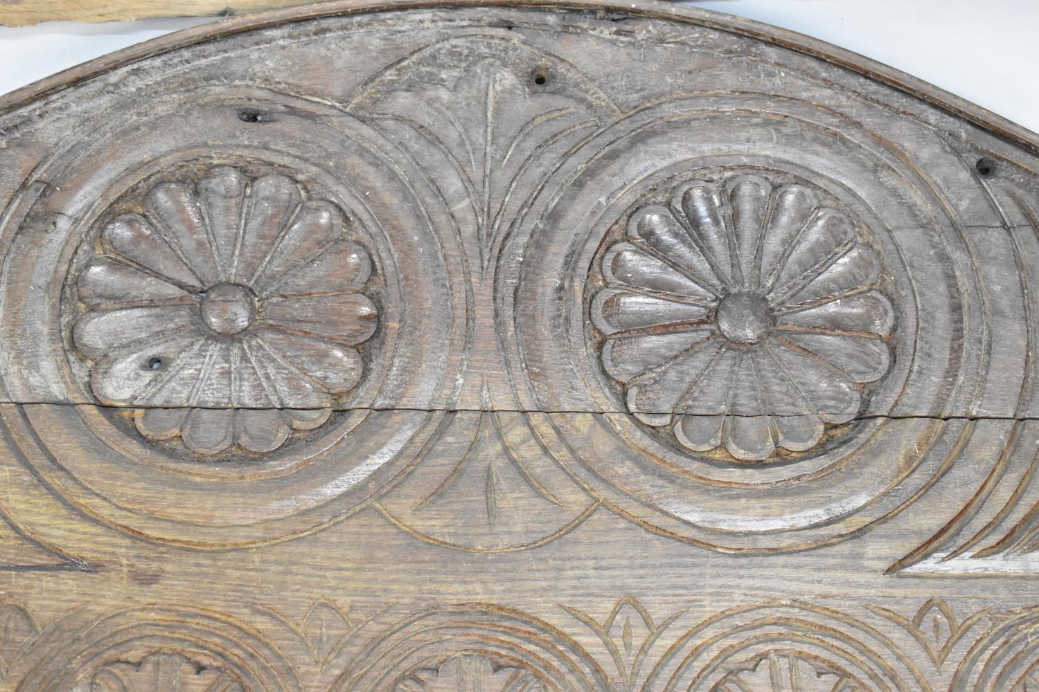 A Collection of Early Oak Carved Lintel Panelling - Image 2 of 5