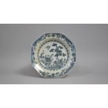 An 18th/19th Century Chinese Octagonal Shallow Bowl decorated with Native Birds in Walled Garden