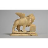 A 19th Century Carved Alabaster Grand Tour Souvenir of the Lion of Saint Mark, 11cms Wide by 10cms