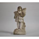 A Weathered Carrera Carved Marble Angel, 31cms High, with Loss