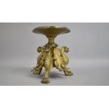 A 19th Century Grand Tour Gilt Bronze Ormolu Tazza with a Dished Top Supported on Three Lion