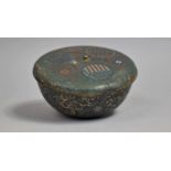 A 19th Century Cloisonne Lidded Box with Polychrome Enamel Design on Teal Ground. Condition