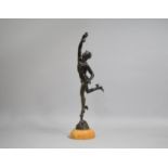 After Jean de Bologne, Bronze Figure of Mercury on Turned Circular Marble Plinth Base, Condition